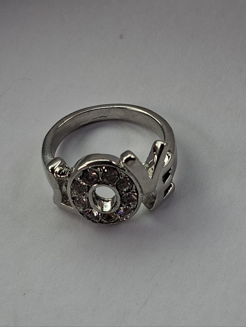 LOVE Silver-Tone Crystal Ring